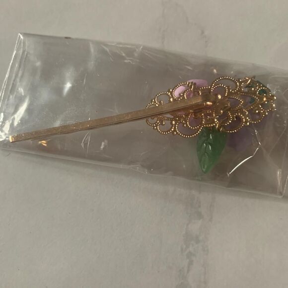 Floral Hanfu Hair Pin in Pink and Gold - Picture 3 of 3